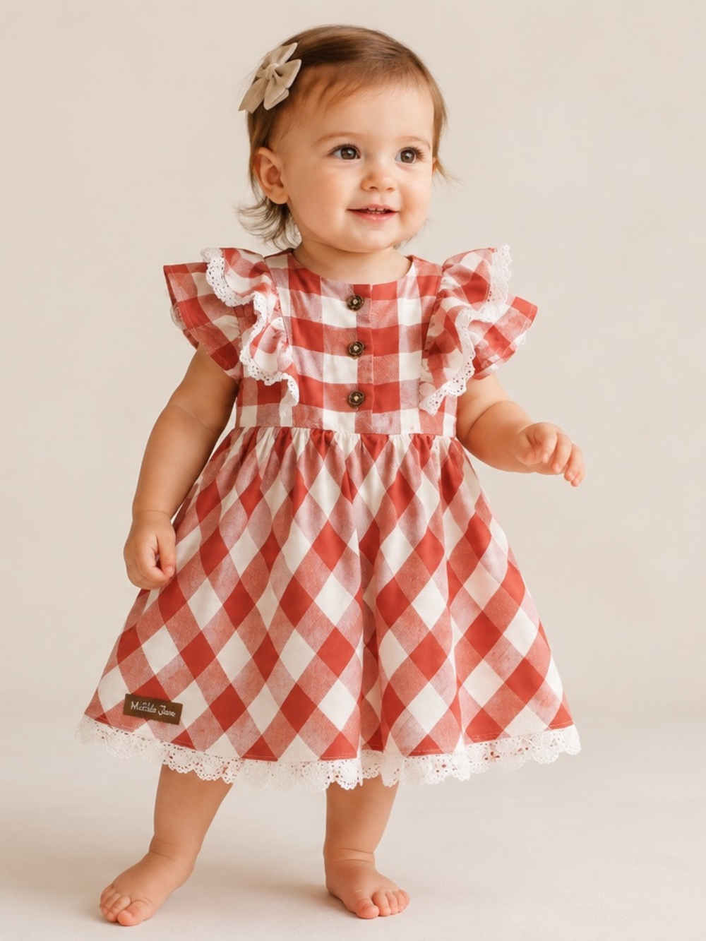 Matilda Jane Red & White Gingham Dress Size 6 - 12 Months